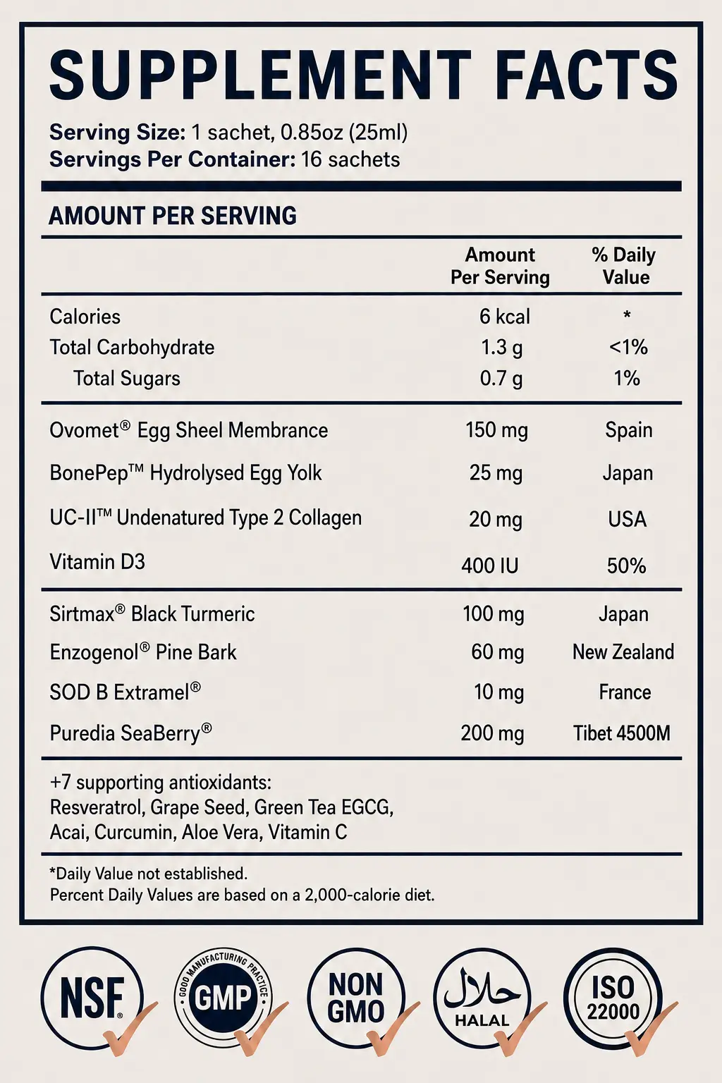 MoveOn and LiveOn nutrition label